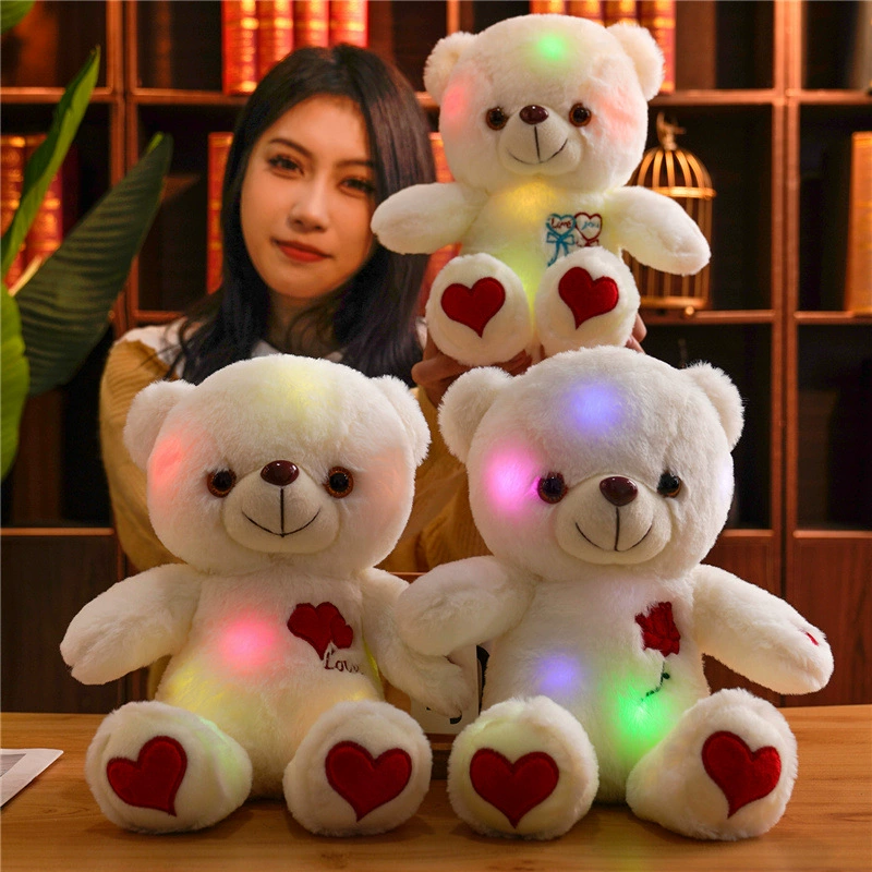 Glowing Bear with Cute Embroidered Heart Plush Toy