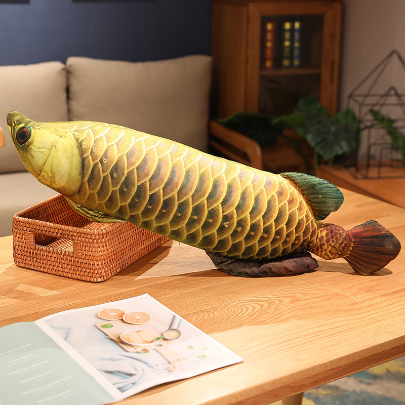 Customizable & Designable Realistic Arowana Fish Plush Pillow, Soft Stuffed Animal Throw Pillow, Multifunctional Home Decor Cushion with OEM/ODM Custom Design Support