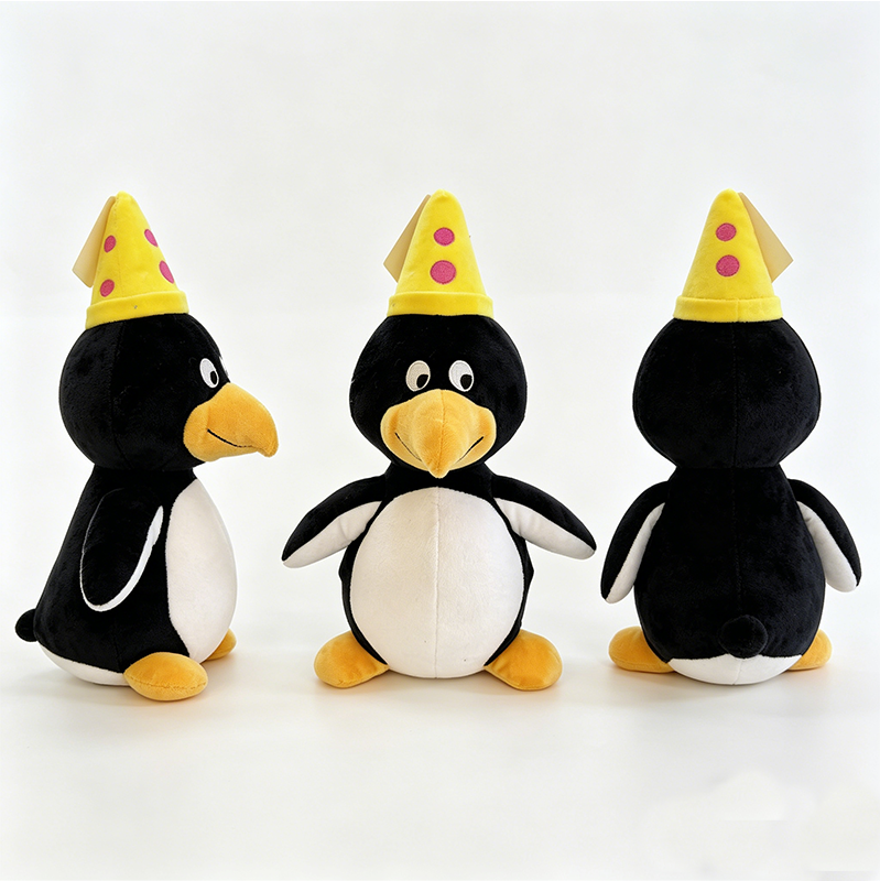 Custom Anime Character Plush Toy – Penguin with Pointed Beak & Clown Hat