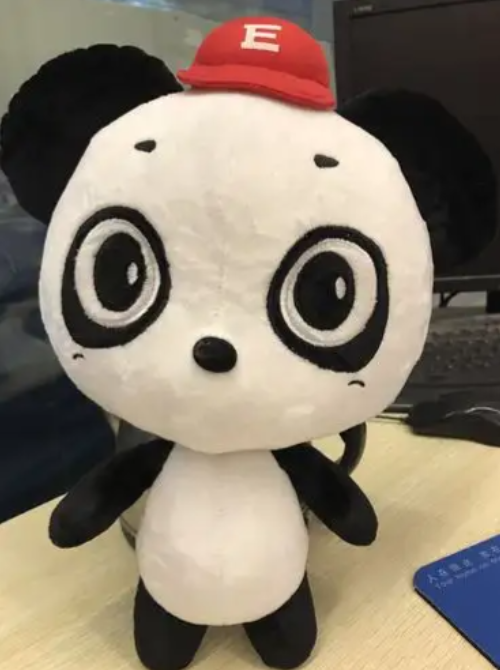 Custom Cartoon Panda Mascot Plush Toy with Letter E Cap Corporate Promotional Gift